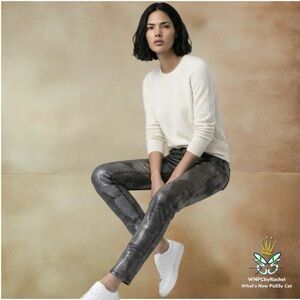 Bevy Flog Dafna Metallic Shimmer Snake Print Pants, Size 26